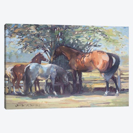 Horses - Summer Flies, 1990  Canvas Print #BMN10554} by Jennifer Wright Canvas Wall Art