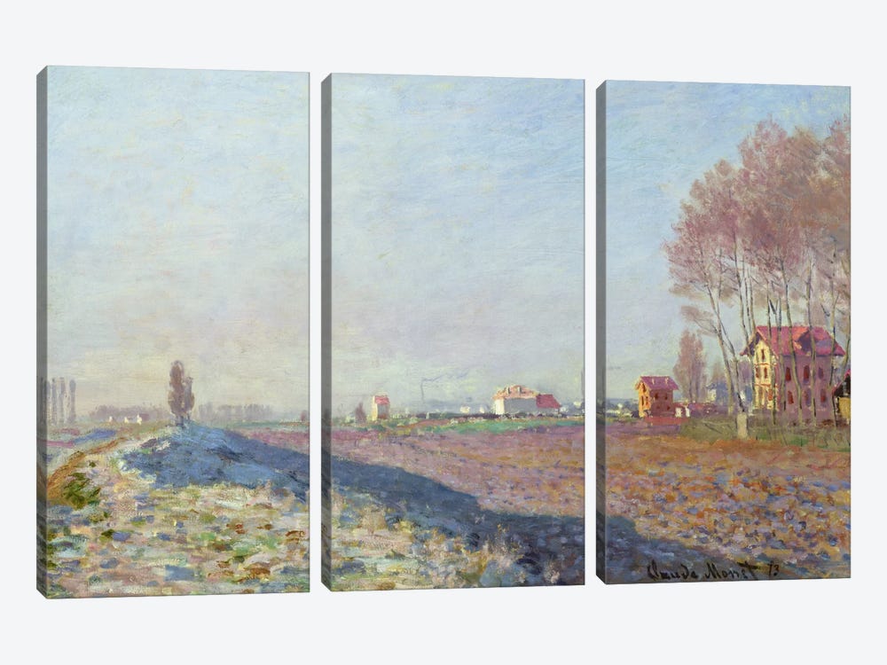 The Plain of Colombes, White Frost, 1873 by Claude Monet 3-piece Art Print