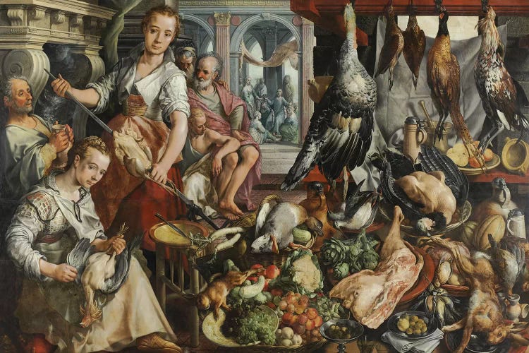 The Well-stocked Kitchen, 1566  by Joachim Beuckelaer wall art