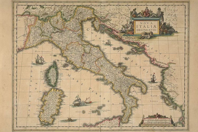 Map of Italy by Joan Blaeu by Joan Blaeu wall art