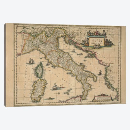 Map of Italy by Joan Blaeu Canvas Print #BMN10567} by Joan Blaeu Art Print