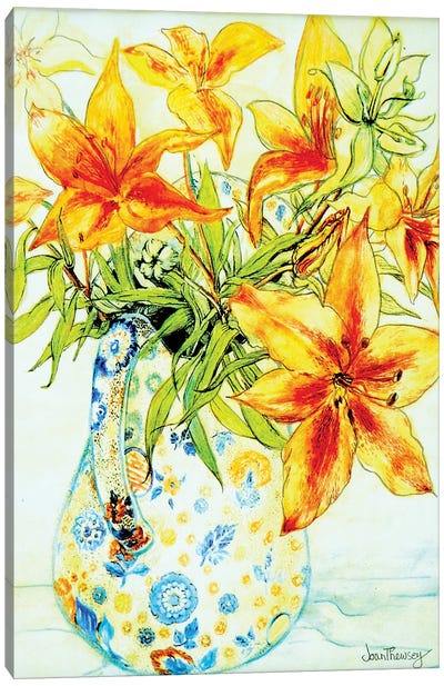 Orange Lilies in a Japanese Vase, 2000, Canvas Art Print