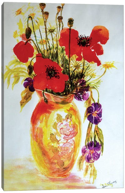 Poppies in a Vase,2000,  Canvas Art Print