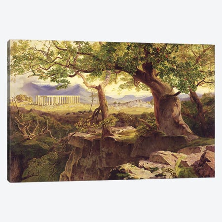 The Temple of Apollo, Bassae, 1854-55  Canvas Print #BMN1057} by Edward Lear Canvas Artwork
