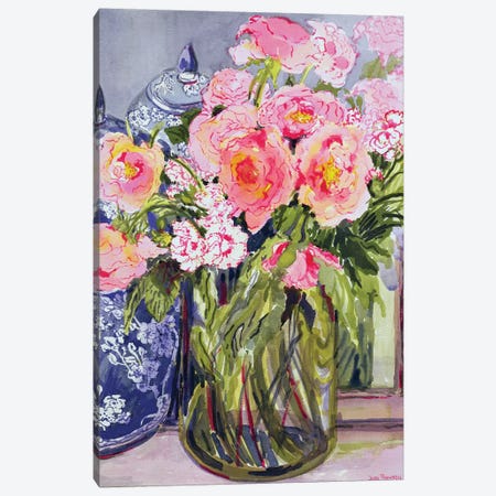 Still Life with Two Blue Ginger Jars  Canvas Print #BMN10582} by Joan Thewsey Canvas Artwork