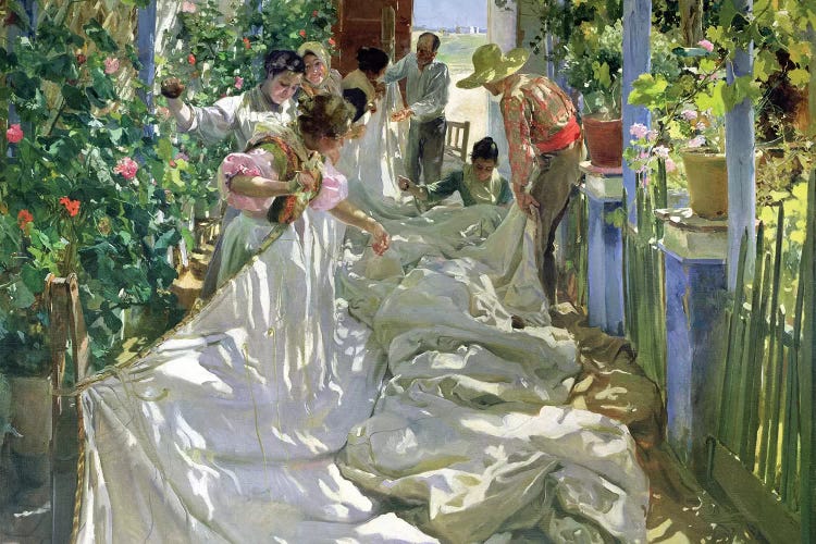 Mending the Sail, 1896  by Joaquin Sorolla y Bastida wall art