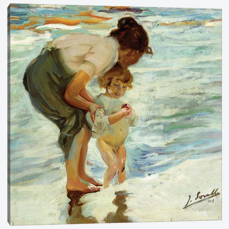 On the Beach, 1908  Canvas Print #BMN10593} by Joaquin Sorolla y Bastida Canvas Art Print