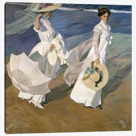 Strolling along the Seashore, 1909  Canvas Print #BMN10595} by Joaquin Sorolla y Bastida Canvas Art