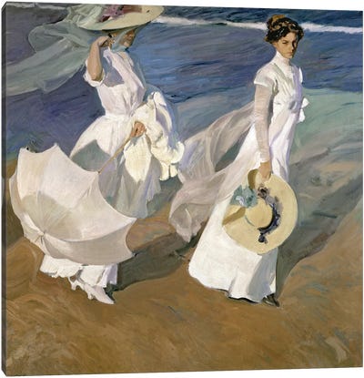 Strolling along the Seashore, 1909  Canvas Art Print