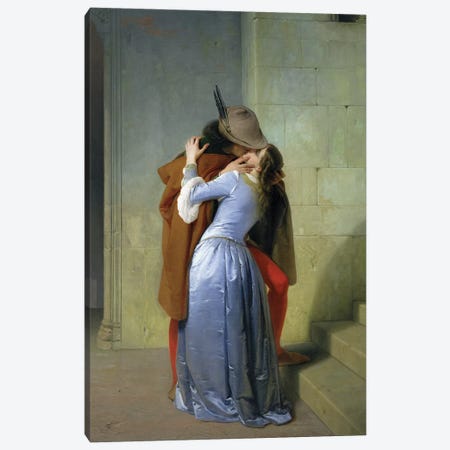 The Kiss, 1859  Canvas Print #BMN1059} by Francesco Hayez Canvas Print