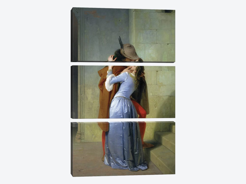The Kiss, 1859  by Francesco Hayez 3-piece Canvas Art Print