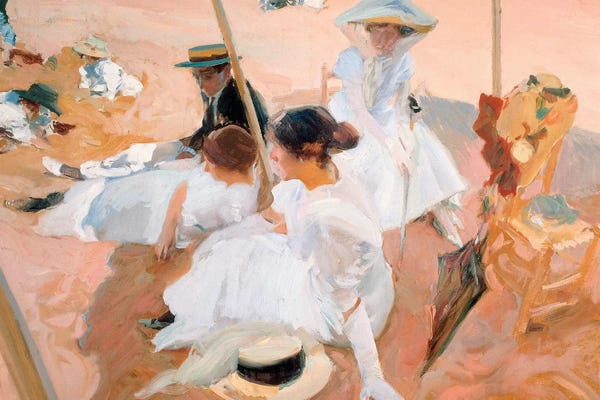 Joaquin Sorolla y Bastida: Under the Parasol, on the Beach at Zarautz, 1905  by Joaquin Sorolla y Bastida