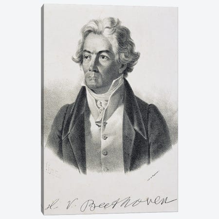 Portrait of Ludwig van Beethoven , German composer and pianist, 1824 Canvas Print #BMN10605} by Johann Stephan Decker Canvas Art