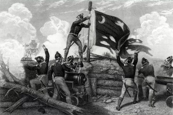 Groups: The Heroism of Sergeant William Jasper in Defence of Fort Moultrie, South Carolina, 12th May 1780 by Johannes Adam Simon Oertel