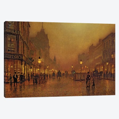 A Street at Night  Canvas Print #BMN10621} by John Atkinson Grimshaw Canvas Art Print