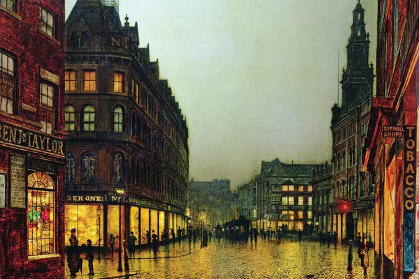 John Atkinson Grimshaw: Boar Lane, Leeds, 1881  by John Atkinson Grimshaw