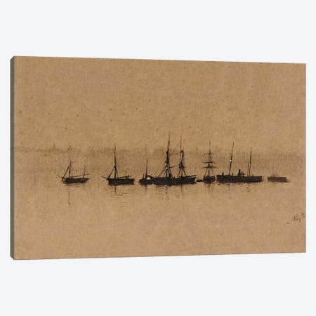 Boats at Anchor in an Estuary, 1892  Canvas Print #BMN10626} by John Atkinson Grimshaw Canvas Wall Art