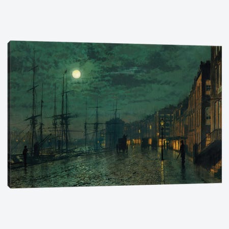 City Docks by Moonlight  Canvas Print #BMN10629} by John Atkinson Grimshaw Canvas Print