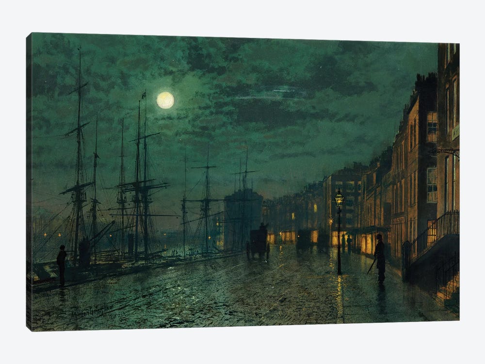 City Docks by Moonlight  by John Atkinson Grimshaw 1-piece Canvas Art Print