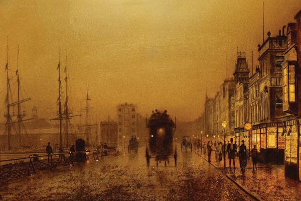 Rivers, Lakes & Waterfronts: Glasgow Docks, 1892  by John Atkinson Grimshaw