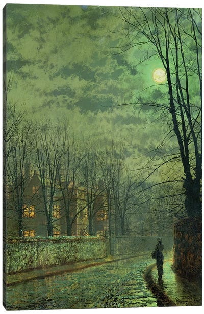 Going Home by Moonlight Canvas Art Print - John Atkinson Grimshaw