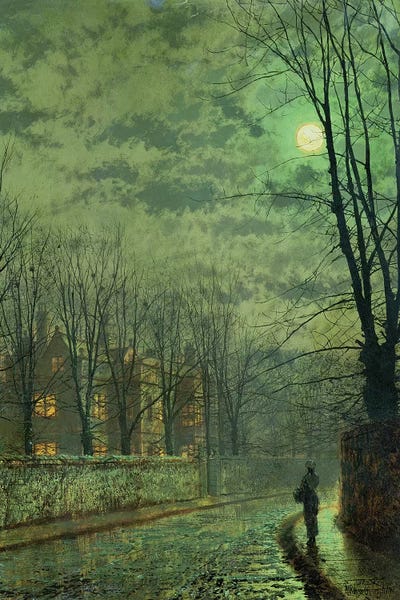 John Atkinson Grimshaw: Going Home by Moonlight by John Atkinson Grimshaw