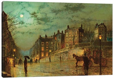 Hampstead Hill, Looking Down Heath Street, 1881  Canvas Art Print - John Atkinson Grimshaw