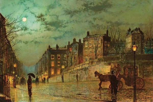 John Atkinson Grimshaw: Hampstead Hill, Looking Down Heath Street, 1881  by John Atkinson Grimshaw