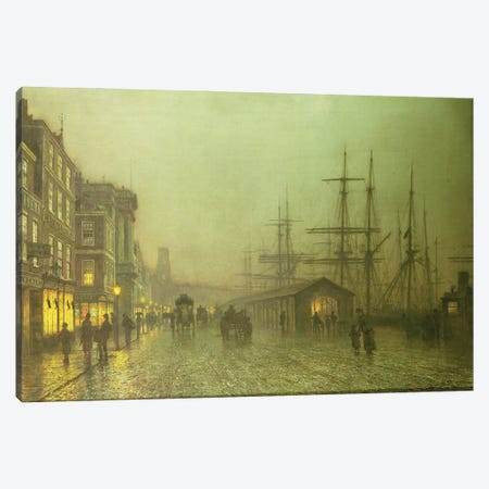 Liverpool Docks Canvas Print #BMN10650} by John Atkinson Grimshaw Canvas Wall Art