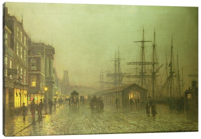 Liverpool Docks Canvas Art Print - John Atkinson Grimshaw