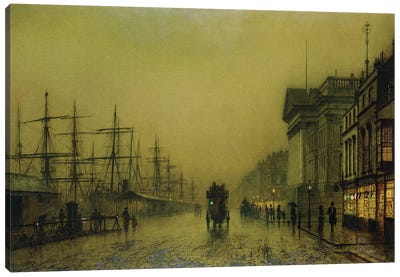 Liverpool Docks Customs House and Salthouse Docks, Liverpool  Canvas Art Print - John Atkinson Grimshaw