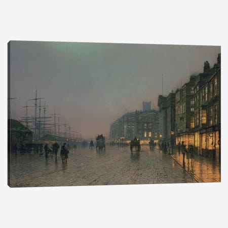 Liverpool Docks from Wapping, c.1870,  Canvas Print #BMN10652} by John Atkinson Grimshaw Canvas Wall Art
