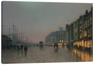 Liverpool Docks from Wapping, c.1870,  Canvas Art Print - John Atkinson Grimshaw