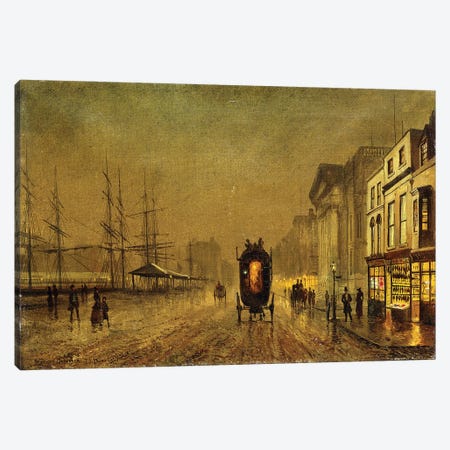 Liverpool Docks,  Canvas Print #BMN10653} by John Atkinson Grimshaw Canvas Wall Art