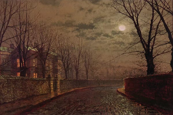 John Atkinson Grimshaw: Moonlit Street Scene, 1882  by John Atkinson Grimshaw