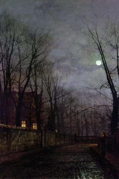 John Atkinson Grimshaw: Moonlit Street Scene, 1882  by John Atkinson Grimshaw