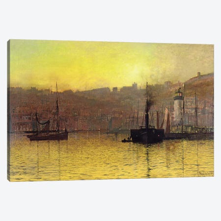 Nightfall in Scarborough Harbour, 1884  Canvas Print #BMN10659} by John Atkinson Grimshaw Canvas Wall Art