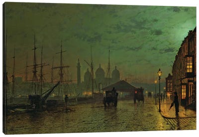Prince's Dock, Hull, 1882  Canvas Art Print - John Atkinson Grimshaw