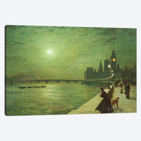 Reflections on the Thames, Westminster, 1880  Canvas Print #BMN10662} by John Atkinson Grimshaw Canvas Art Print