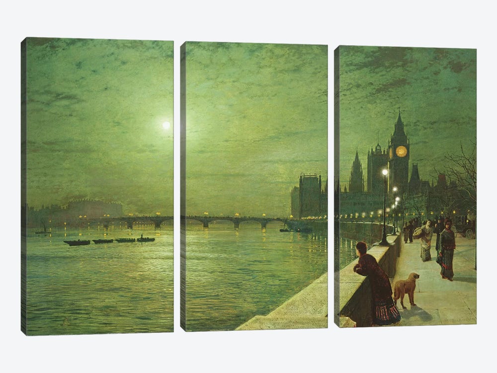 Reflections on the Thames, Westminster, 1880  by John Atkinson Grimshaw 3-piece Canvas Artwork