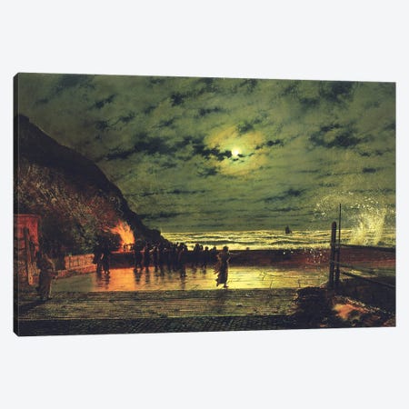 The Harbour Flare, 1879  Canvas Print #BMN10665} by John Atkinson Grimshaw Canvas Wall Art
