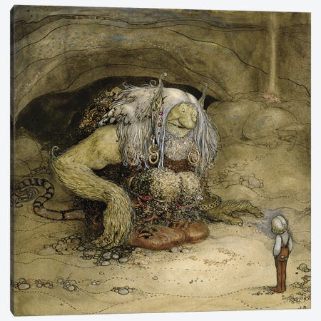 The Troll and the Boy  Canvas Print #BMN10671} by John Bauer Canvas Artwork