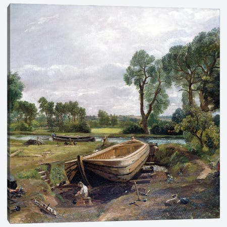 Boat-Building near Flatford Mill, 1815  Canvas Print #BMN10684} by John Constable Canvas Artwork