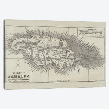 Map of the Island of Jamaica  Canvas Print #BMN10686} by John Dower Canvas Wall Art