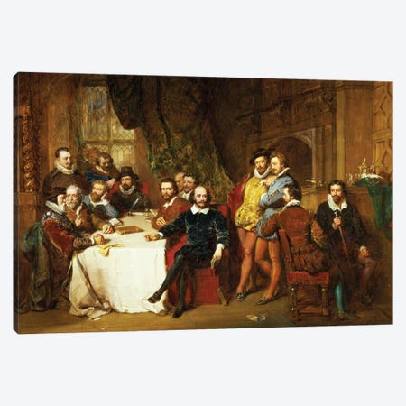 Shakespeare and his Friends at the Mermaid Tavern, 1850  Canvas Print #BMN10691} by John Faed Canvas Wall Art