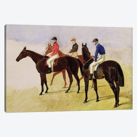 Study of Three Steeplechase Cracks: Three Racehorses with Jockeys Up  Canvas Print #BMN10697} by John Frederick Herring Sr Art Print