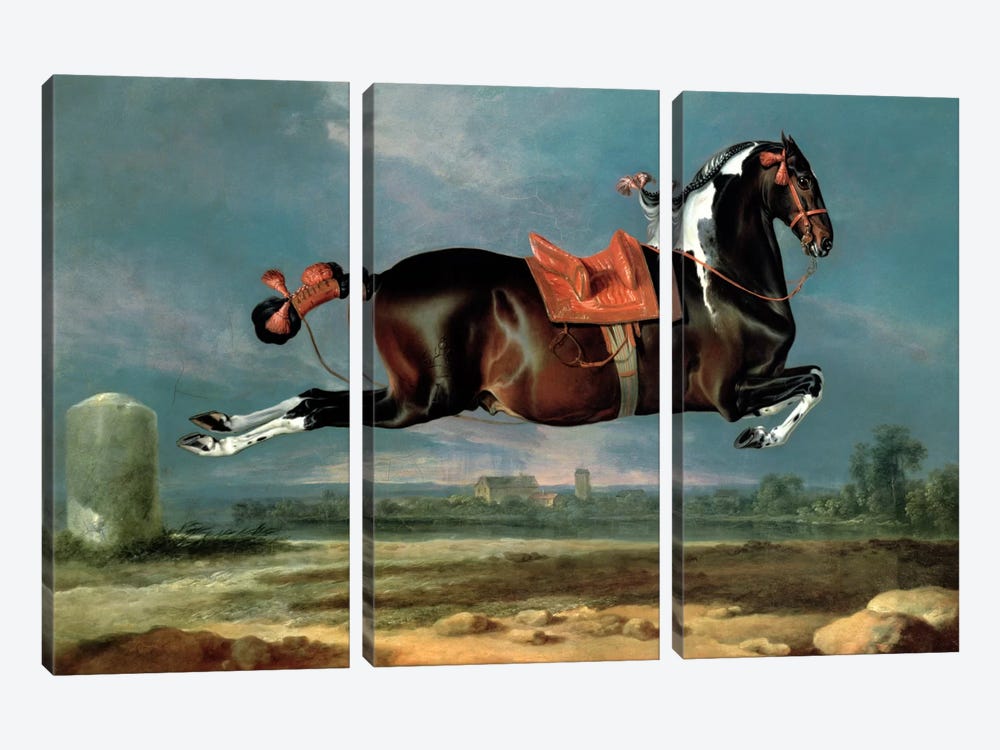 The piebald horse 'Cehero' rearing by Johann Georg Hamilton 3-piece Canvas Wall Art
