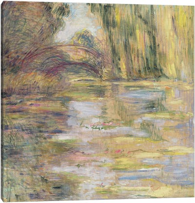 Waterlily Pond: The Bridge Canvas Art Print - Pond Art