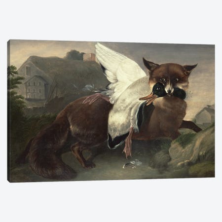 Fox and Goose, c.1835  Canvas Print #BMN10752} by John James Audubon Canvas Print