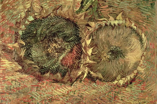Post-Impressionism: Two Cut Sunflowers, 1887  by Vincent van Gogh
